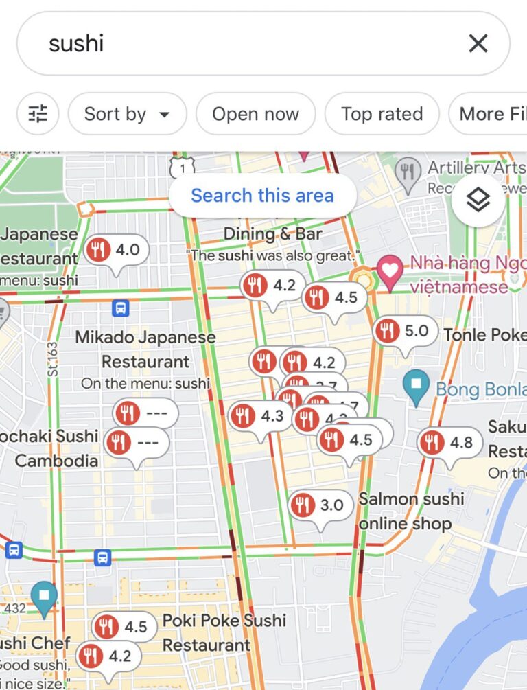 プノンペン中心地の寿司レストラン